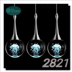 CHYING 3 Pack Mini Modern LED Pendant Lights Kitchen Island, Chrome 5W Crystal Globe Jellyfish Pendant