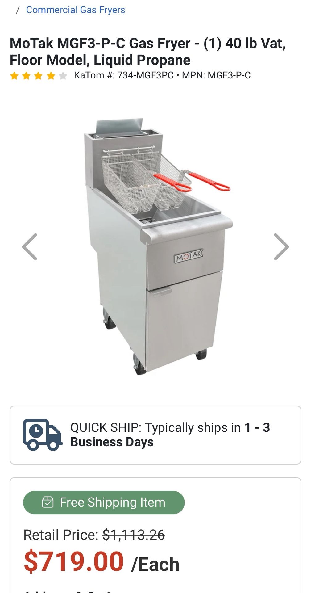 NEW FRYER- WAS $719 NOW $575