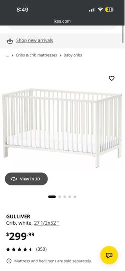 IKEA GULLIVER white crib,mattress and  cover