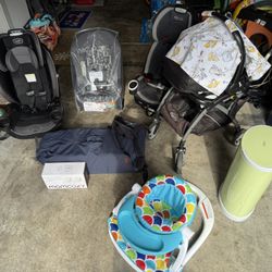 2 Car Seat + 2 Base + Stroller / Pack N Play / 2 Toddler Car Seats 1 Brand New Car Seat / Hand Free Breast Milk Pump / Diaper Trash Can / Baby Carrier