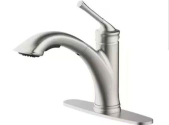 Glacier Bay Hemming Single-Handle Pull-Out Sprayer Kitchen Faucet Deckplate Included in Spot Resist Stainless Steel