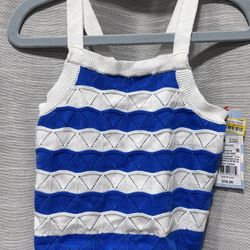 Cat & Jack Blue & White Striped Knit Tank Top w/ Red Bloomers. Size 18M NWT