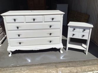 white dresser with cute nightstand