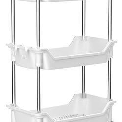 2nd Generation Storage Cart 3-Tier, Bathroom Organization Slide Out Cart, Laundry Organizer and Storage Utility Cart, Snack Cart with Wheels