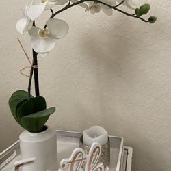 Orchid Faux Single Stem Potted Floral Arrangement