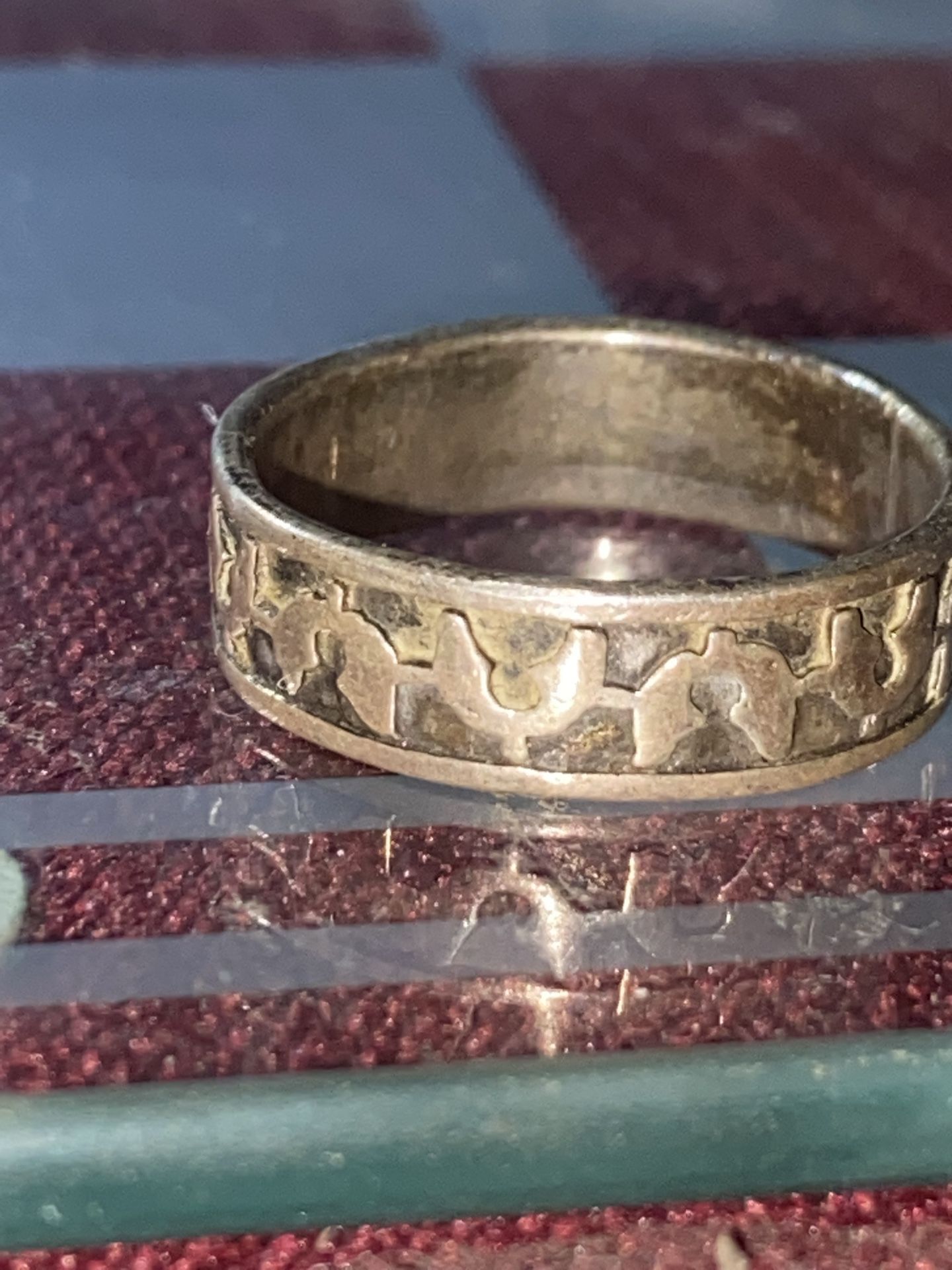 Happy Dolphins, Navajo Sterling Silver Ring Size 7