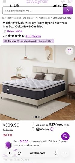 Like new queen mattress hybrid