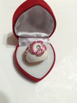 Pink elements Austrian crystal flower ring