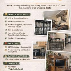  🏡 MOVING / ESTATE SALE — EVERYTHING MUST GO! 🔥