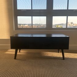 Black Coffee Table With Storage, Hydraulics Table Lift And Compartments