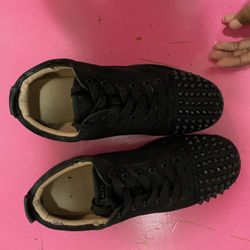 Black Spiked Sneakers – Red Bottom – Used (Read Description