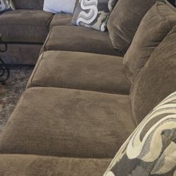 Brown 3 Piece Sectional Sofa Couch With Chaise Tranquility