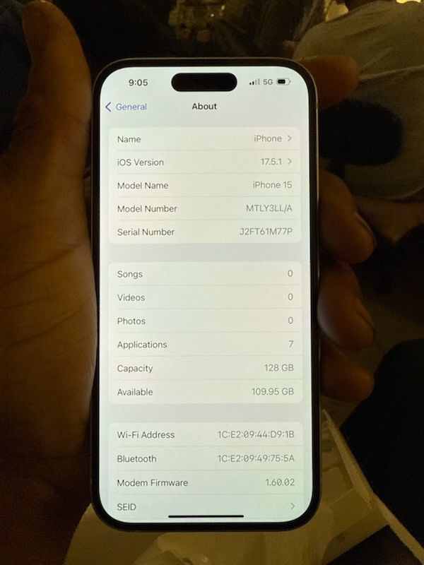New Blue Iphone 15 128gb