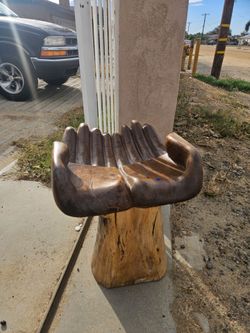 Hand-Carved Wooden Hand Chair