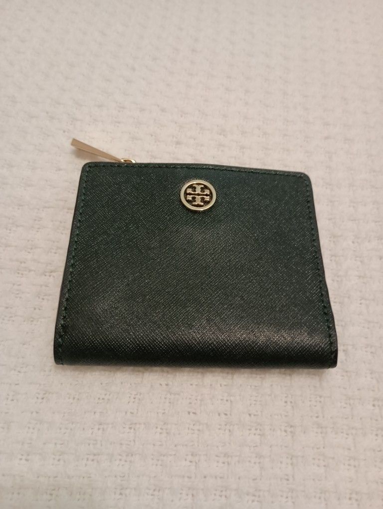 Tory Burch Wallet Royal Green 100% Genuine Leather
