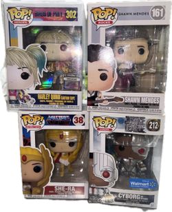 Funko Pop Rocks Shawn Mendes, She-RA, Harley Quinn, Cyborg