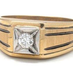 Mens Diamond/14K Gold Ring