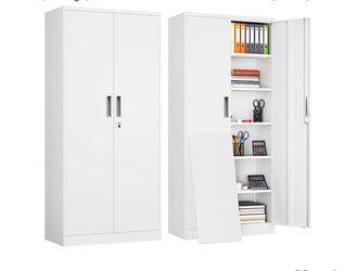 Metal Garage Storage Cabinets,71” Tall Metal File Cabinet with 5 Adjustable Shelves, Lockable Storage Cabinets for Office, Home, Garage, Warehouse 71"