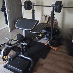 Workout bench with punching bag