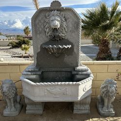 New Fountain With 2 Lions Made Out Of Cement Perfect Gift 🎁 
