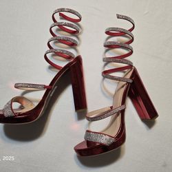 Red Metallic High Heels