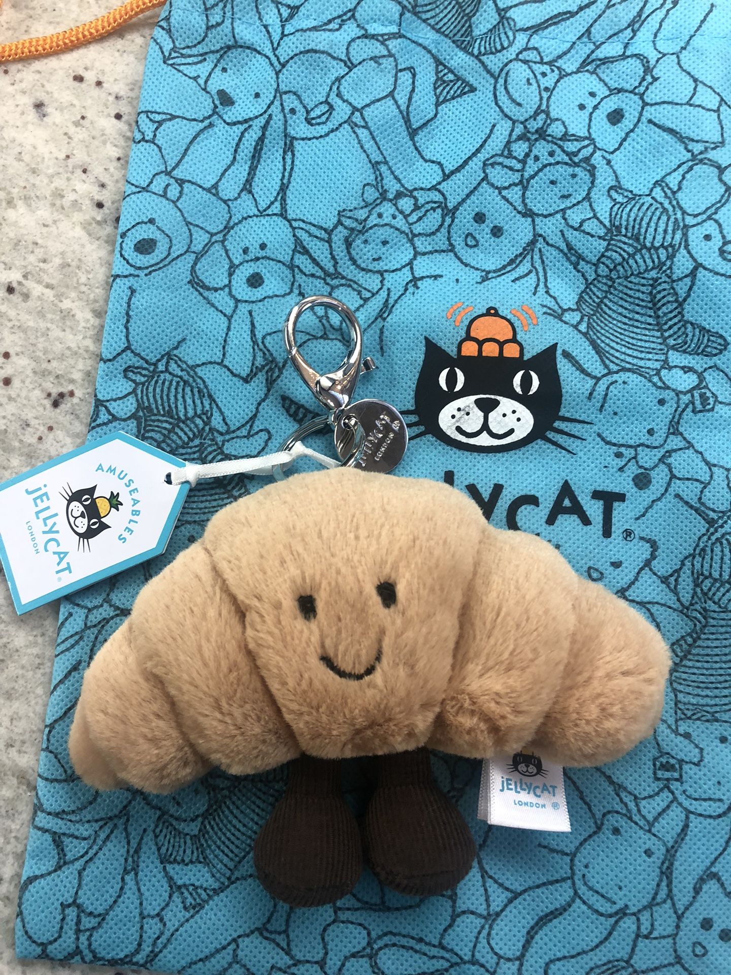New JellyCat London Croissant 🥐 Keychain