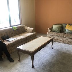 Post Modern Floral Couch And Loveseat