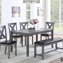 Dining table set with bench