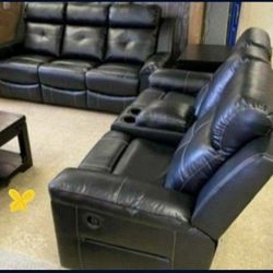 Kempten Black Recliner Sectional Livingroom Set Same Day Delivery