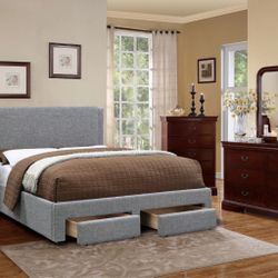 Storage Full Bed Frame With Mattress/ Cama Matrimonial Con Colchón Y Cajones 