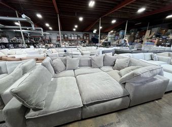 New Fabric Sereen 6-piece modular sectional in taupe and in cream