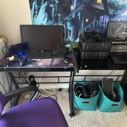 L Shaped Glass Computer Table 