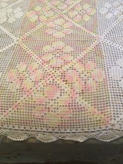 Mantel de gancho hecho a mano para mesa de 4 sillas
