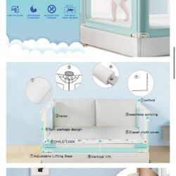 NEW / NUEVO! 2 Bed Rail for Toddlers. Light green with polka dots , 47 inches each 