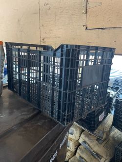 Black plastic crates