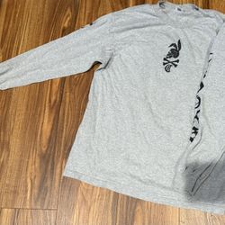 Crooks And Castles Long Sleeve Gray T Shirt Graphic Print On Sleeves Front Back