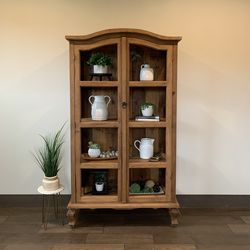 Solid reclaimed arched  pine wood cabinet/hutch/curio/bookcase/Buffet