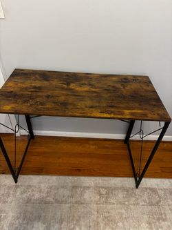 Foldable Industrial-Style Wood & Metal Desk