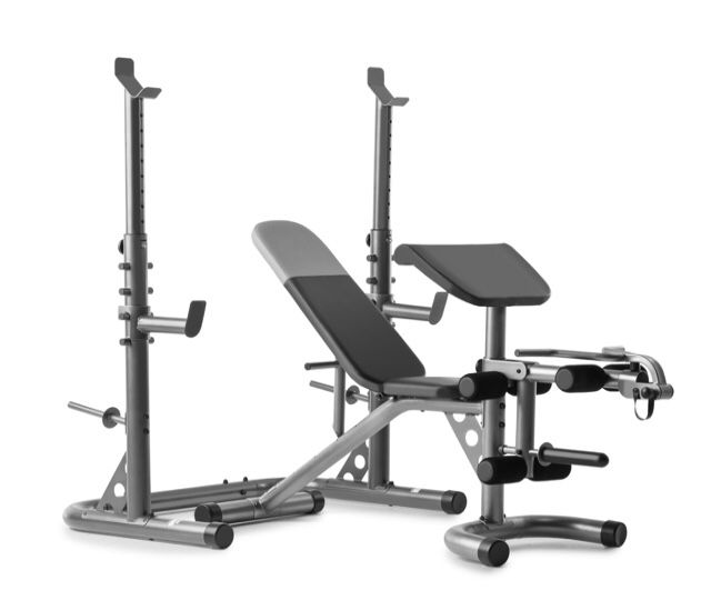 Weider XRS 20 Olympic Workout Bench Squat Rack & Preacher Pad