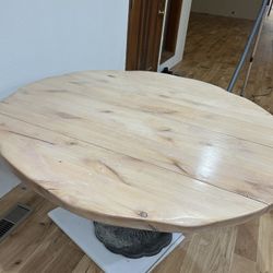Wood Table With Metal Base