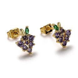 18K Gold Plated Brass Micro Pave Cubic Zirconia Stud Earrings