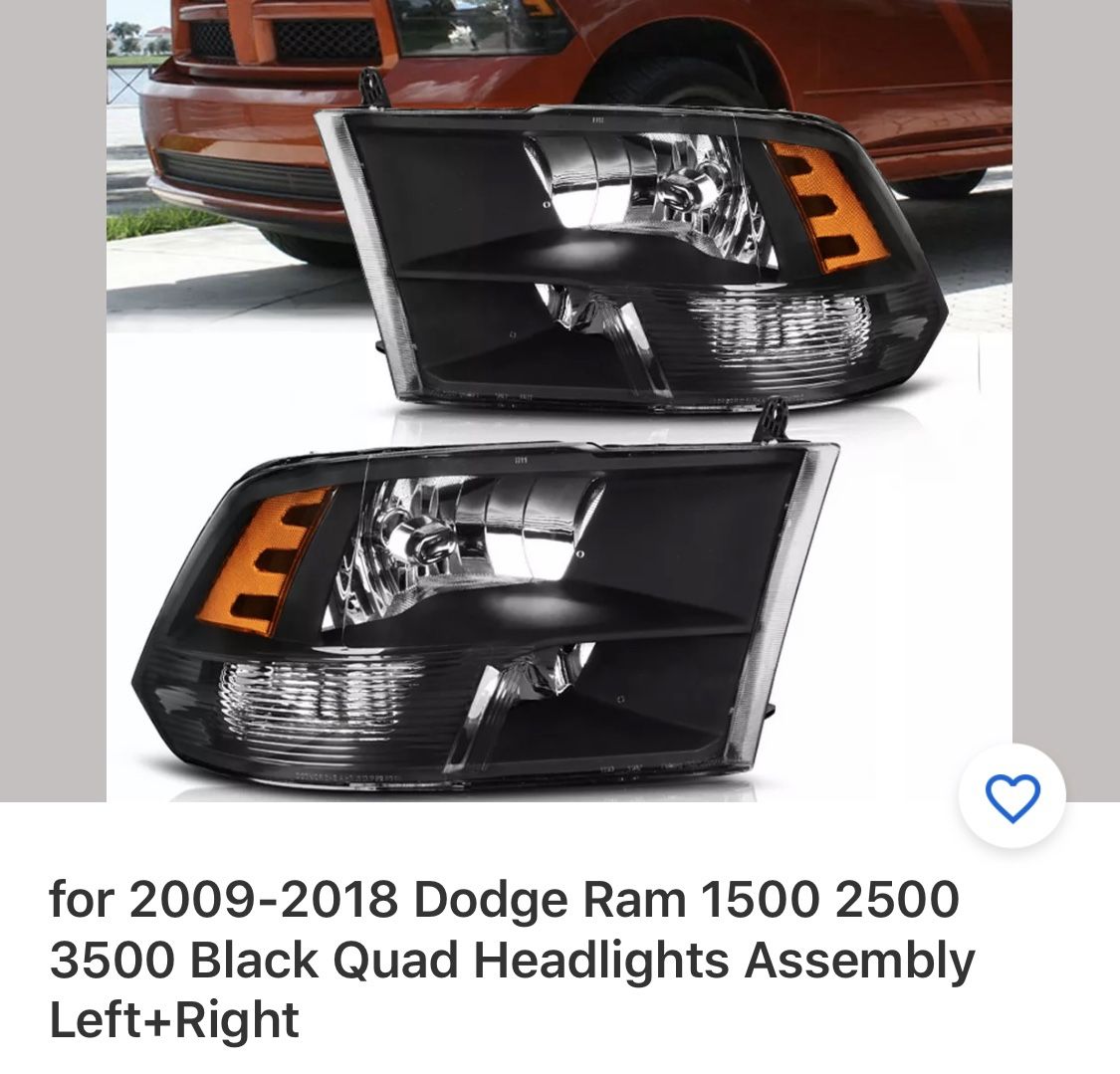 Dodge Black quad headlights assembly left and right