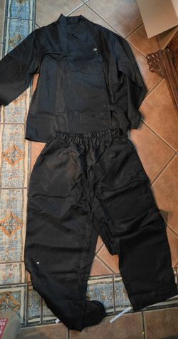 Black Server Uniform 2-Piece Set Size Large - Maitre D Chef Jacket + Pants