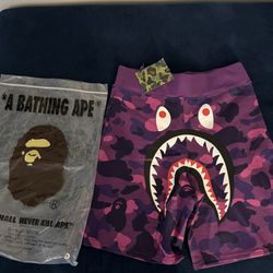 BAPE Color Camo Shark Sweat Shorts ‘Purple’ 