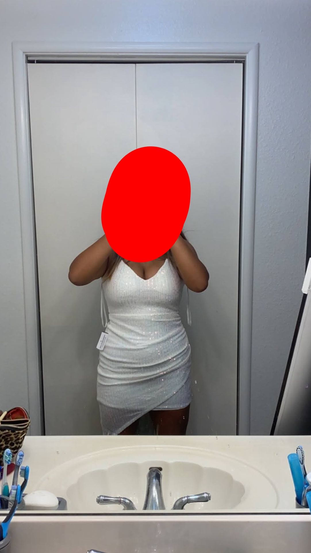 White Sequin Short Dress