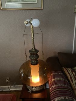 VINTAGE MCM HOLLYWOOD REGENCY HAND BLOWN GLASS LAMP