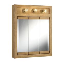 Design House 530592-NOK Richland 24 inches W x 5 inches D x 30 inches H Assembled Framed 3-Light Tri-View Surface-Mount Bathroom Medicine Cabinet Mirr