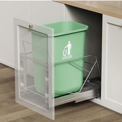 Pull Out Trash Can Under Cabinet, Door Mount & Pull Handle Twin-Mode, Pull-Out Garbage Holder, Under Sink Pull-up Kit with Soft-Close Slides, for Kitc