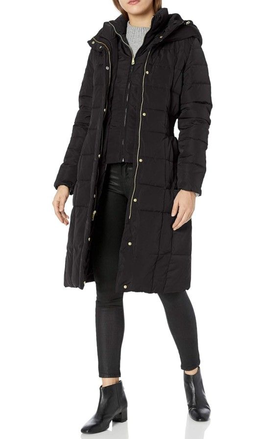 Cole Haan Store4 Women's Knee Length Hooded Quilted Down Coat