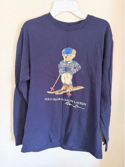 Polo Ralph Lauren Skiing Polo Bear Long Sleeve Shirt Youth Boys Size L (14-16)